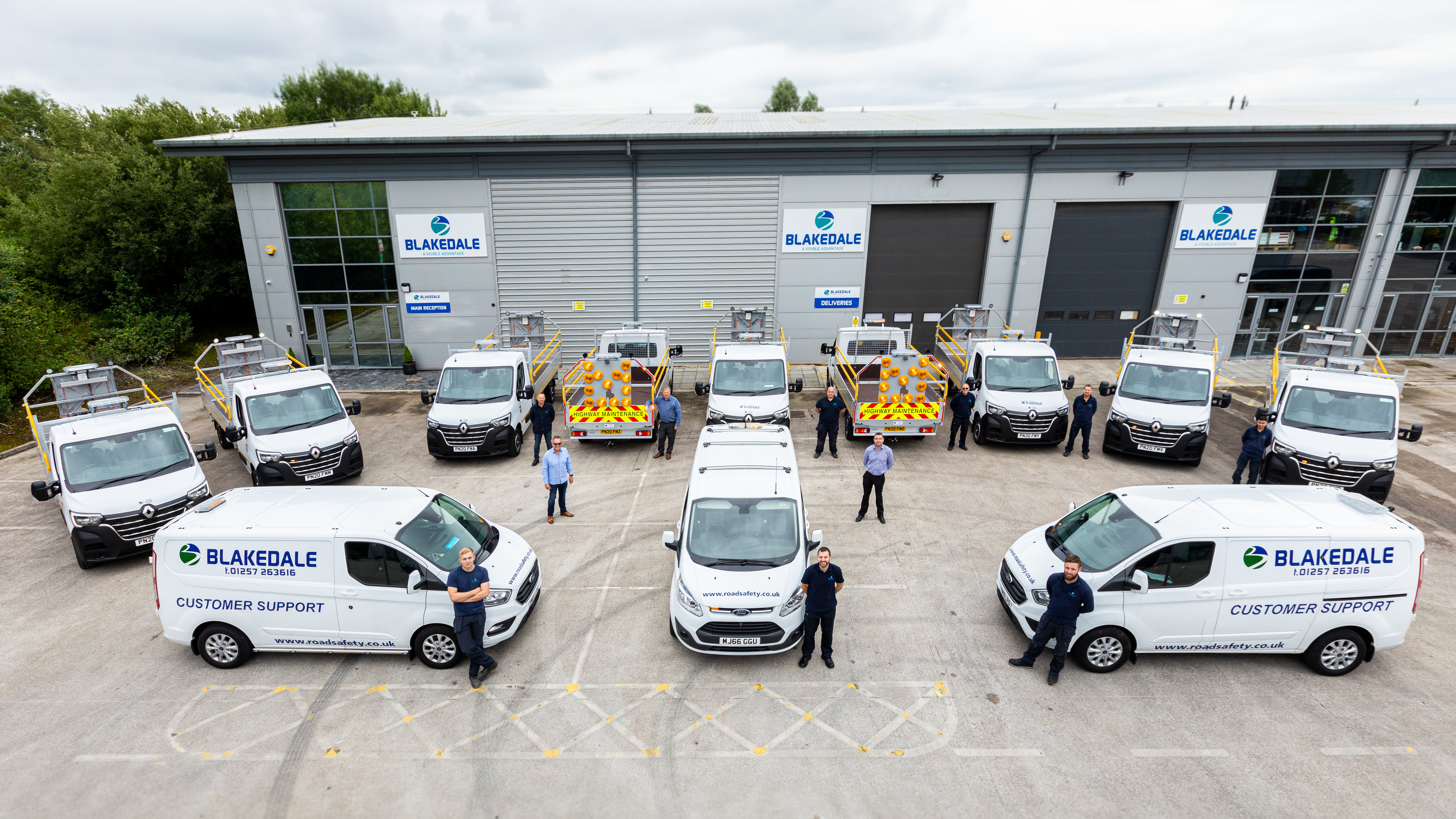 Blakedale HQ In Chorley With Traffic Management Vehicles